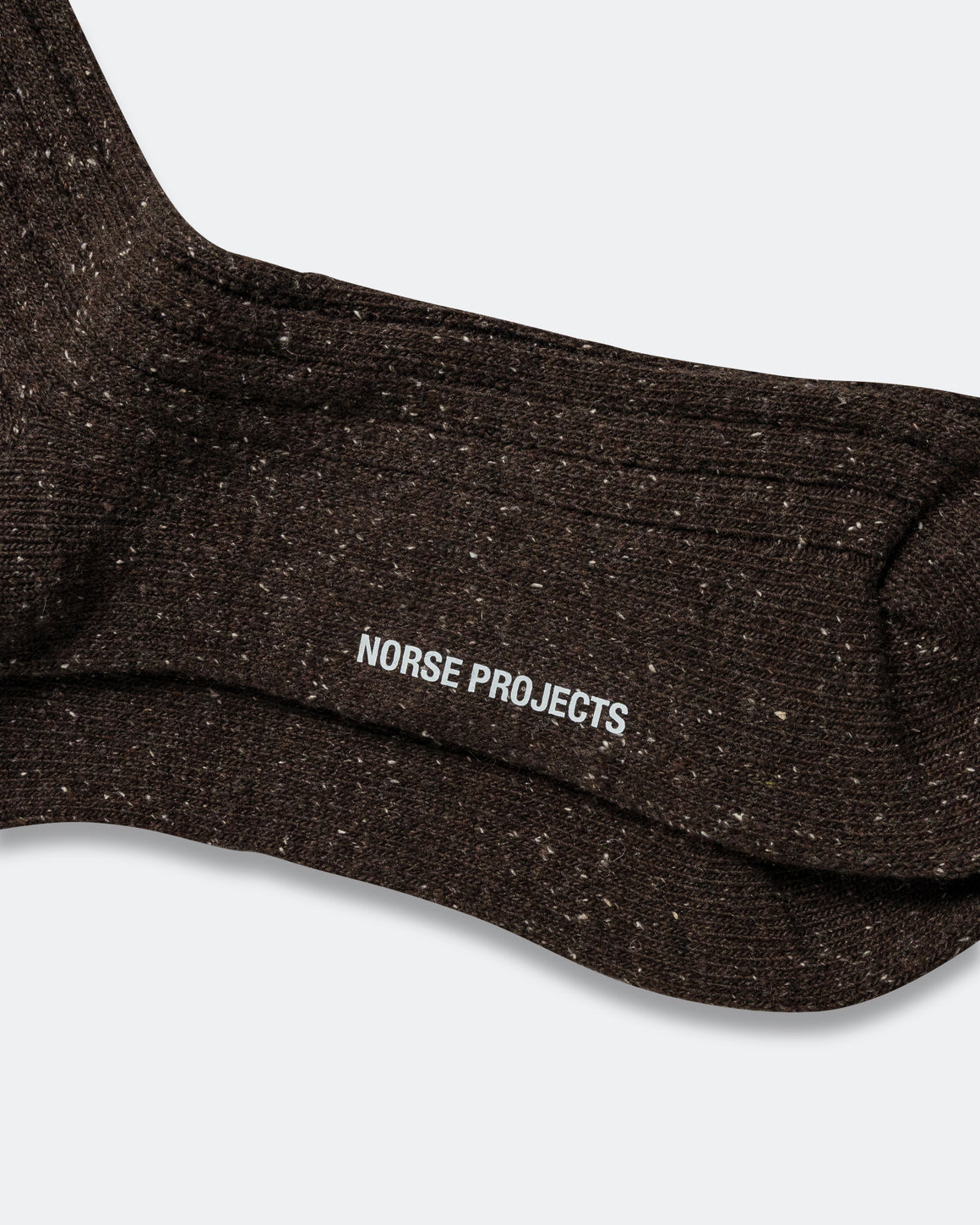 Norse Projects - Bjarki Neps Wool Rib Sock - Seal Brown - UP THERE
