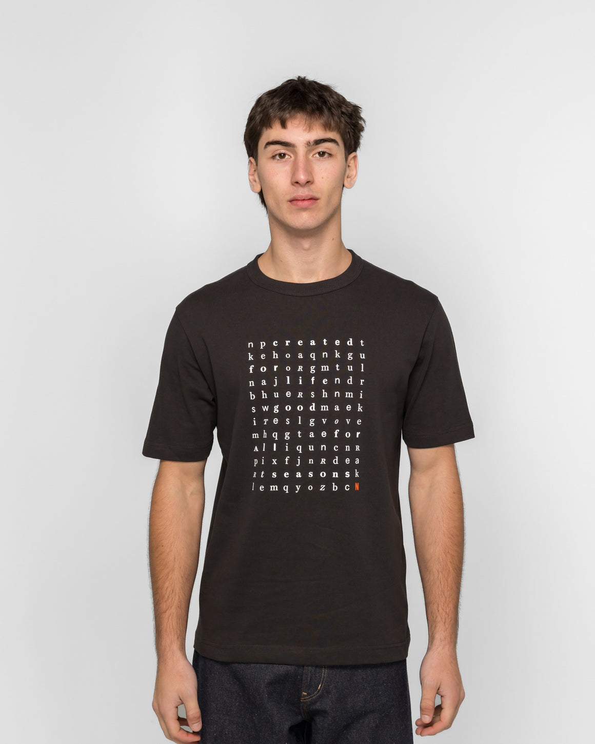 Norse Projects - Elmelunde Organic Dry Cotton Crossword T-shirt - Black - UP THERE