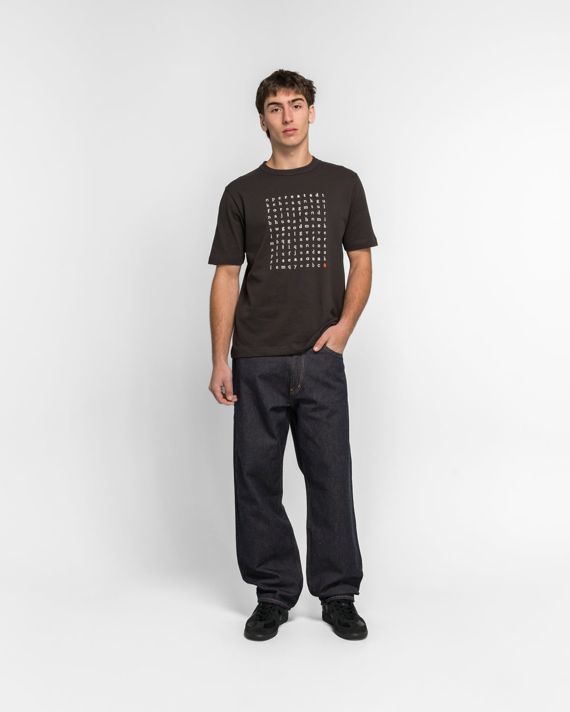 Norse Projects - Elmelunde Organic Dry Cotton Crossword T-shirt - Black - UP THERE