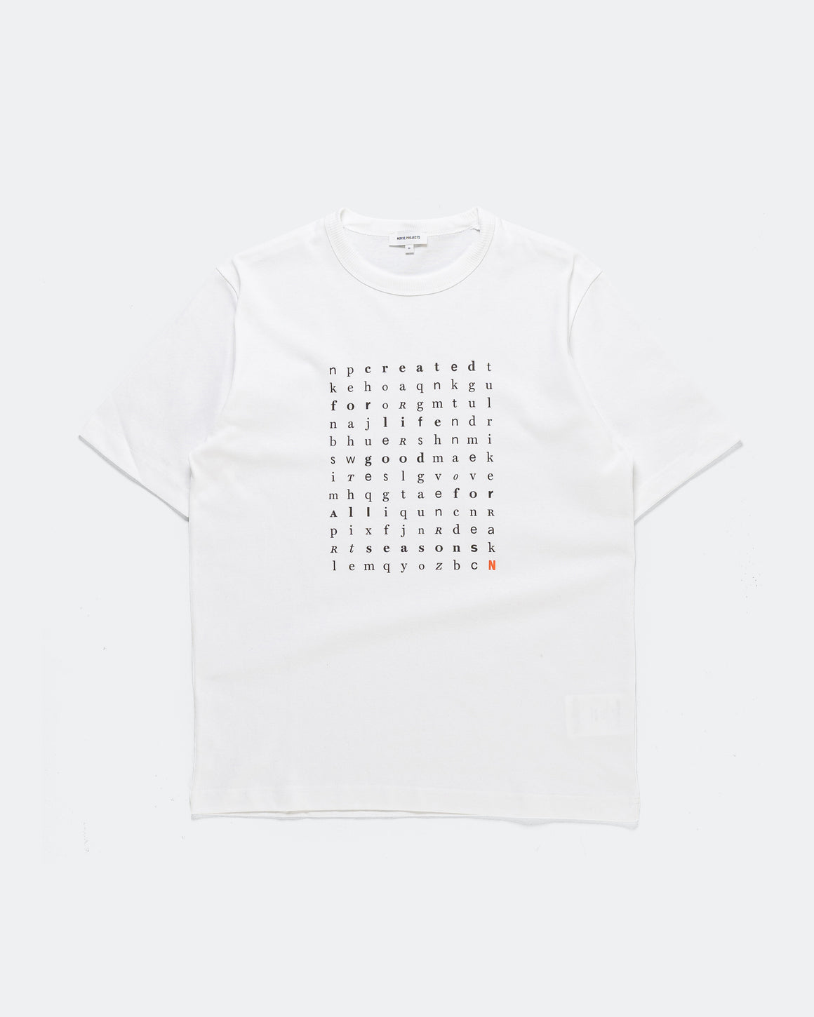 Norse Projects - Elmelunde Organic Dry Cotton Crossword T-shirt - White - UP THERE