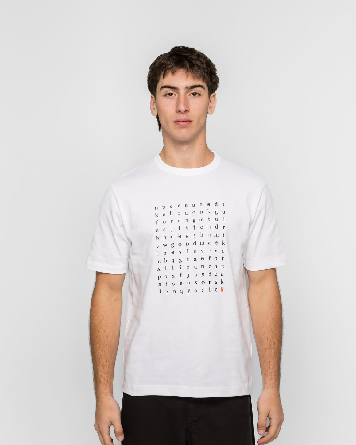 Norse Projects - Elmelunde Organic Dry Cotton Crossword T-shirt - White - UP THERE