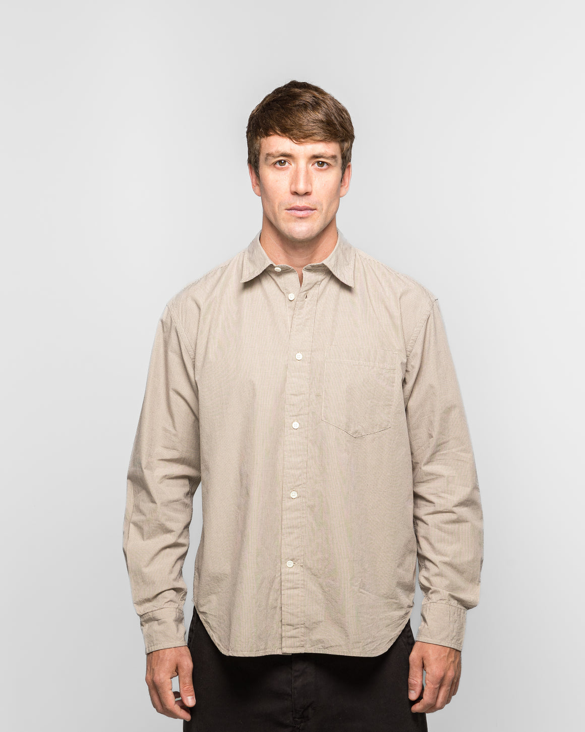 Norse Projects - Espevik Oversize Micro Poplin Check Shirt - Oatmeal - UP THERE