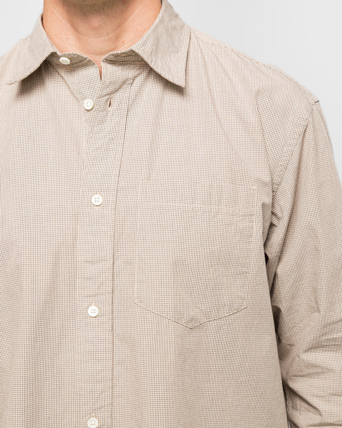 Norse Projects - Espevik Oversize Micro Poplin Check Shirt - Oatmeal - UP THERE