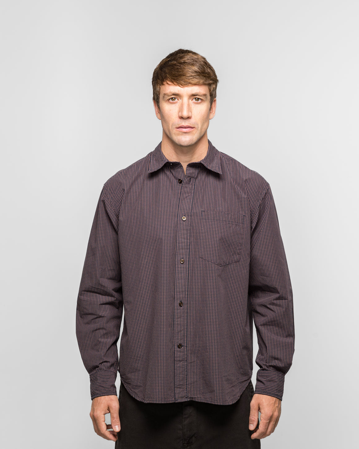 Norse Projects - Espevik Oversize Poplin Check Shirt - Dark Navy Check - UP THERE
