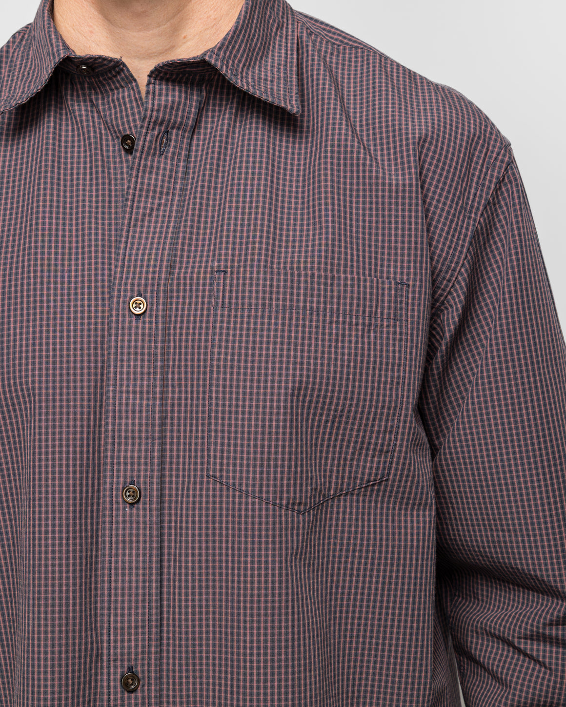 Norse Projects - Espevik Oversize Poplin Check Shirt - Dark Navy Check - UP THERE
