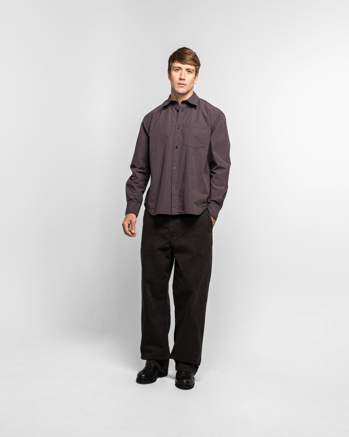 Norse Projects - Espevik Oversize Poplin Check Shirt - Dark Navy Check - UP THERE