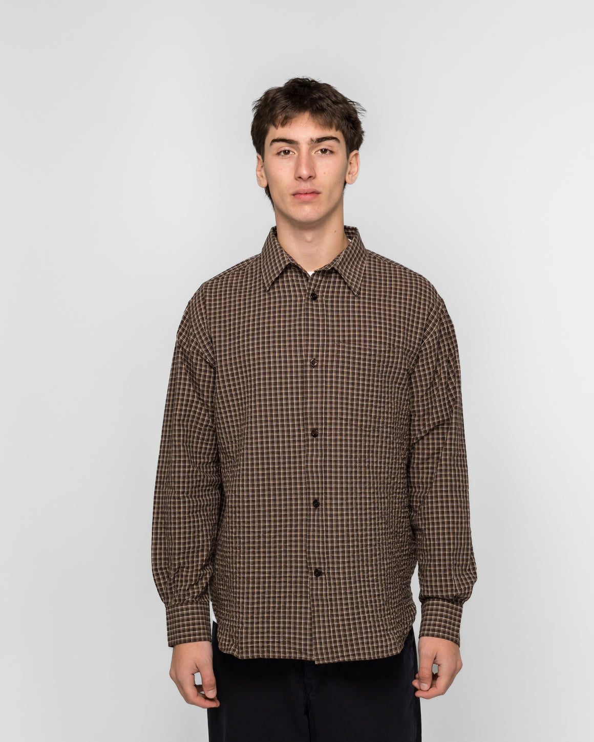 Norse Projects - Espevik Oversized Check Shirt - Delicioso Brown - UP THERE