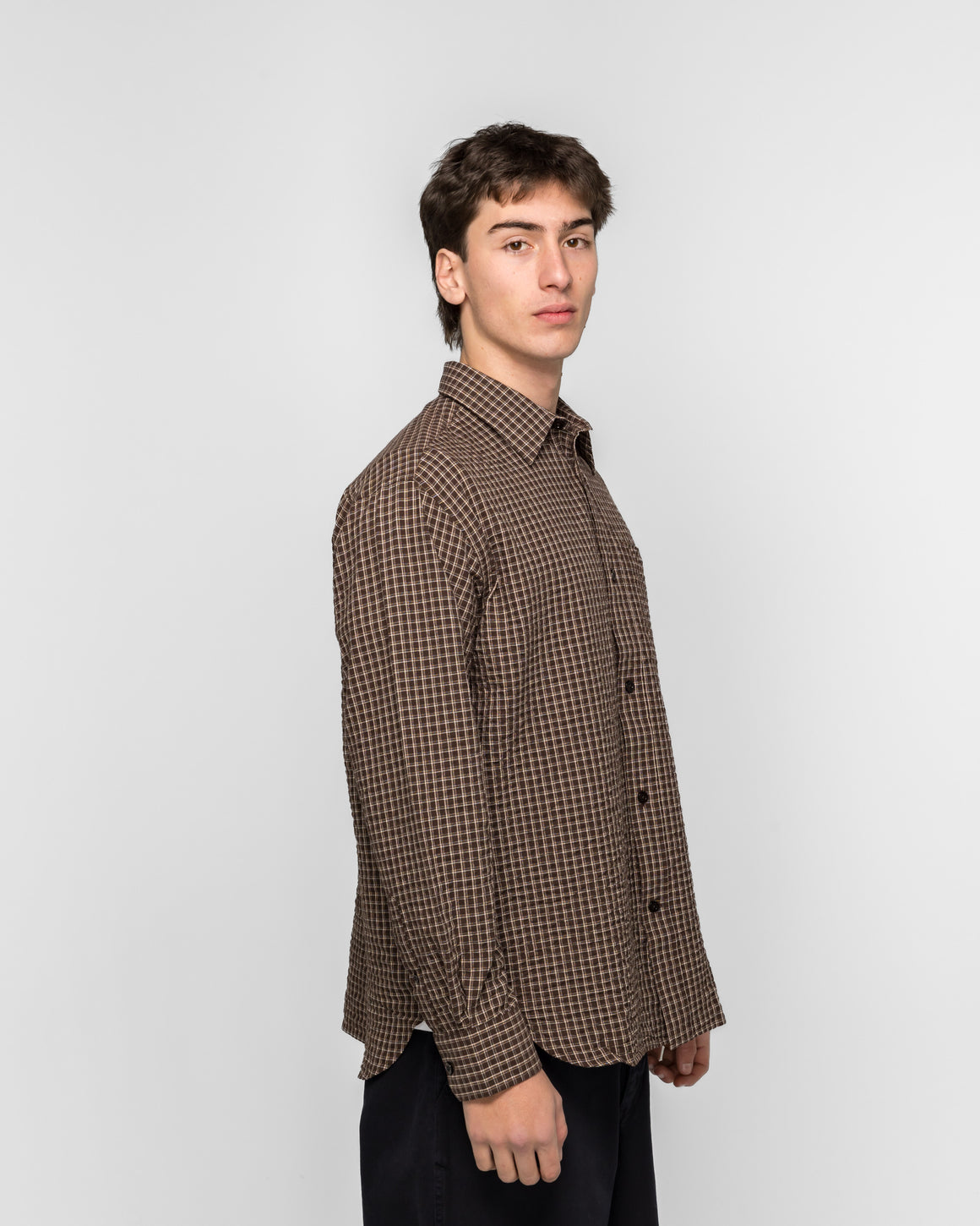 Norse Projects - Espevik Oversized Check Shirt - Delicioso Brown - UP THERE
