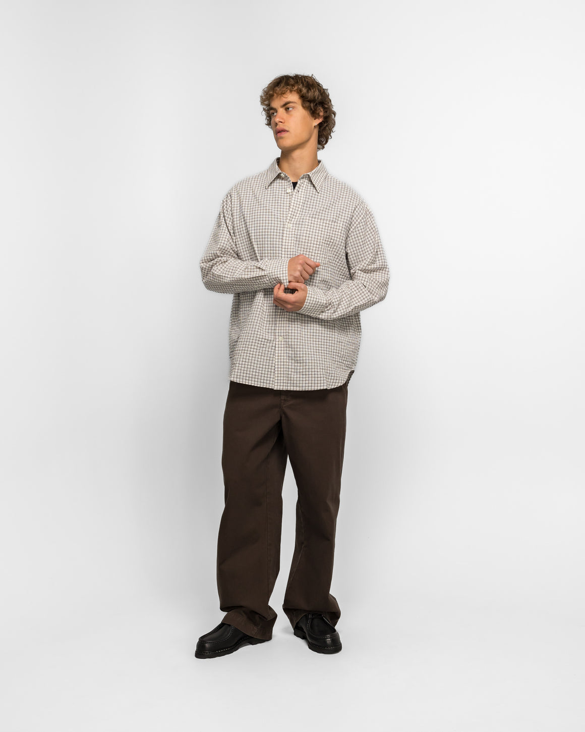 Norse Projects - Espevik Oversized Check Shirt - Natural Ecru - UP THERE