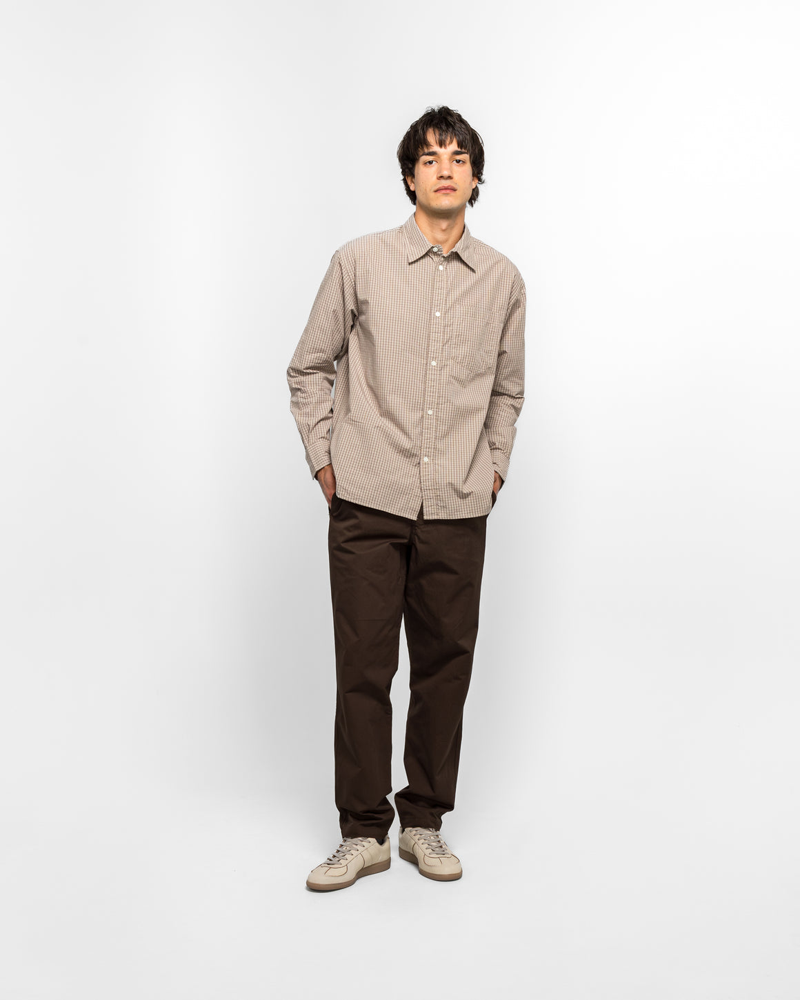 Norse Projects - Ezra Regular Mineral Dyed Fine Twill Trousers - Espresso - UP THERE