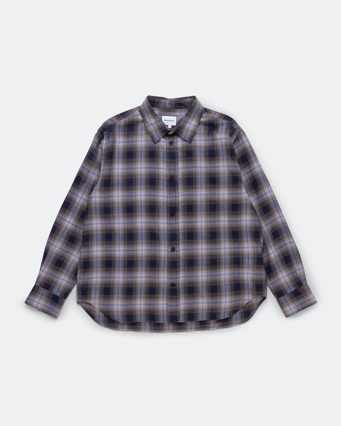 Norse Projects - Falster Fine Cotton Flannel Check Oversize Shirt - Darkest Purple - UP THERE
