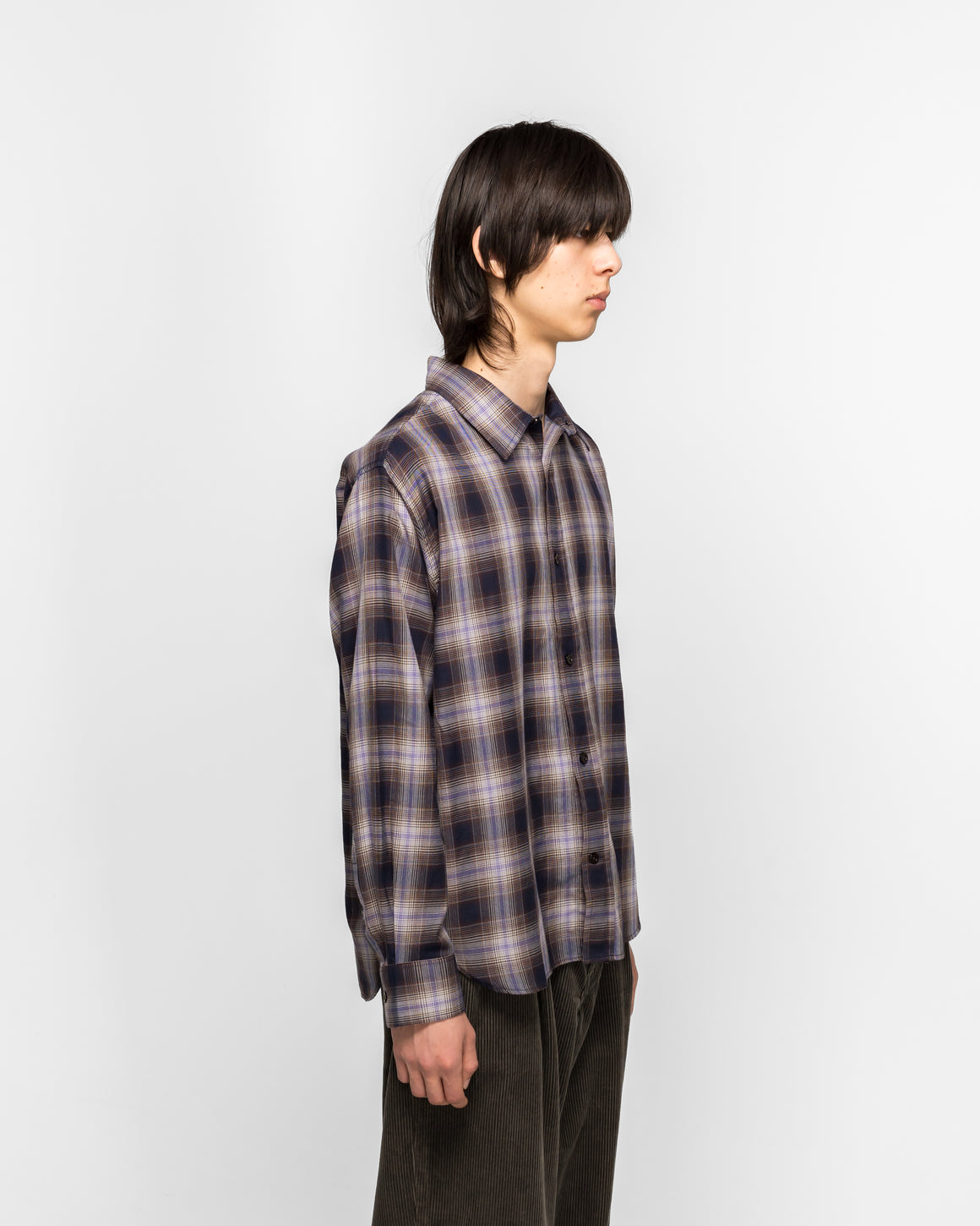 Norse Projects - Falster Fine Cotton Flannel Check Oversize Shirt - Darkest Purple - UP THERE