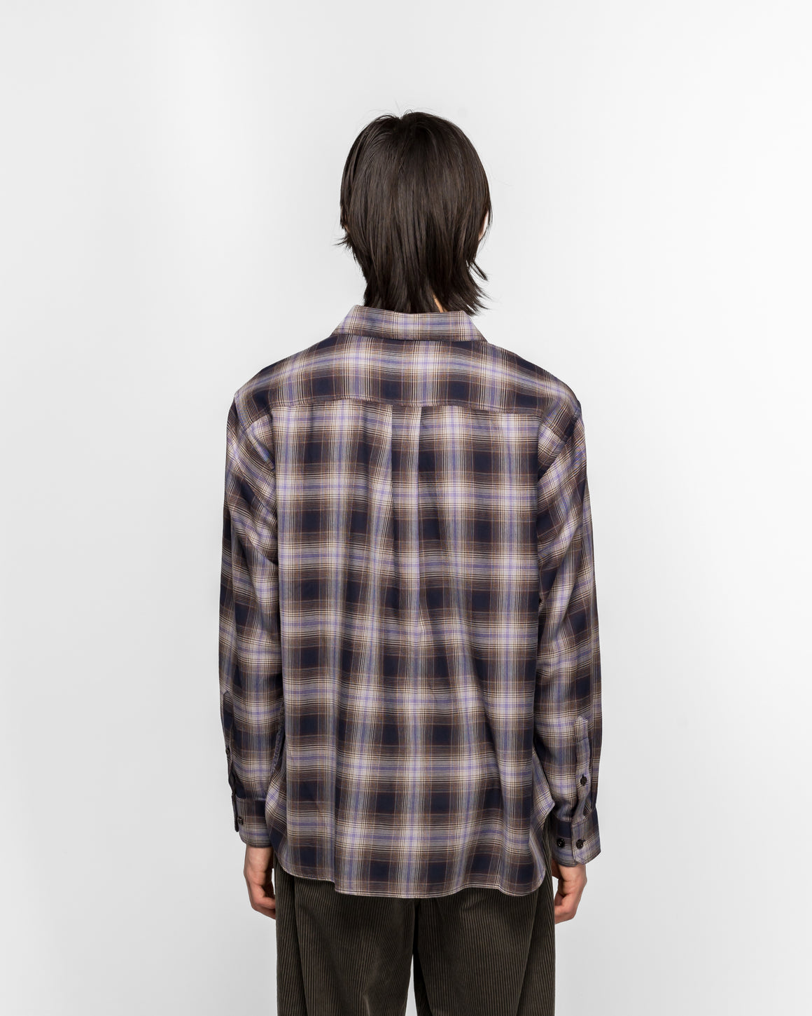 Norse Projects - Falster Fine Cotton Flannel Check Oversize Shirt - Darkest Purple - UP THERE