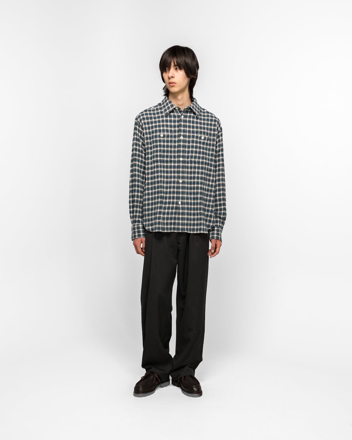 Norse Projects - Falster Heavy Check Shirt - North Sea - UP THERE