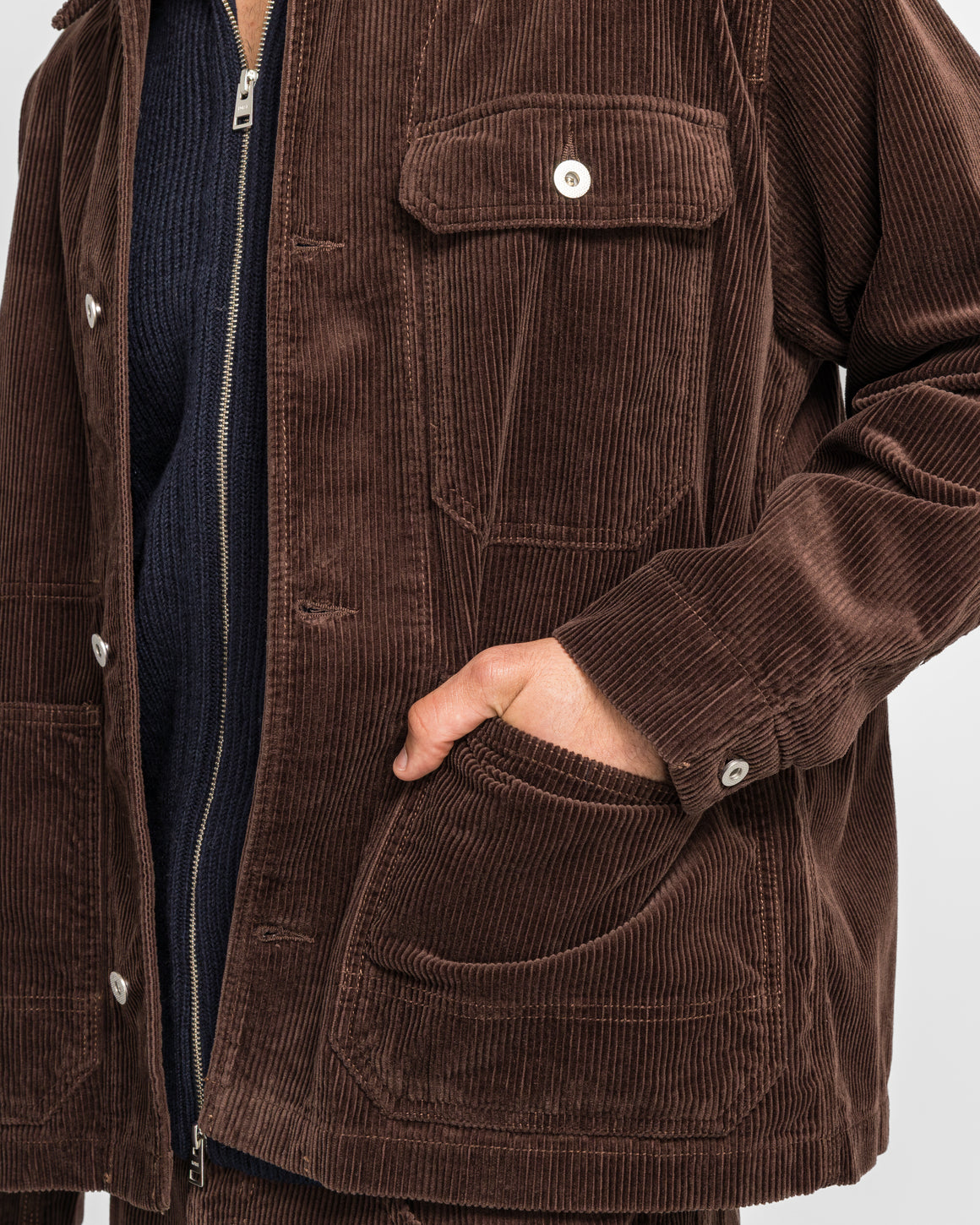Norse Projects - Folke Wide Corduroy Chore Jacket - Espresso - UP THERE