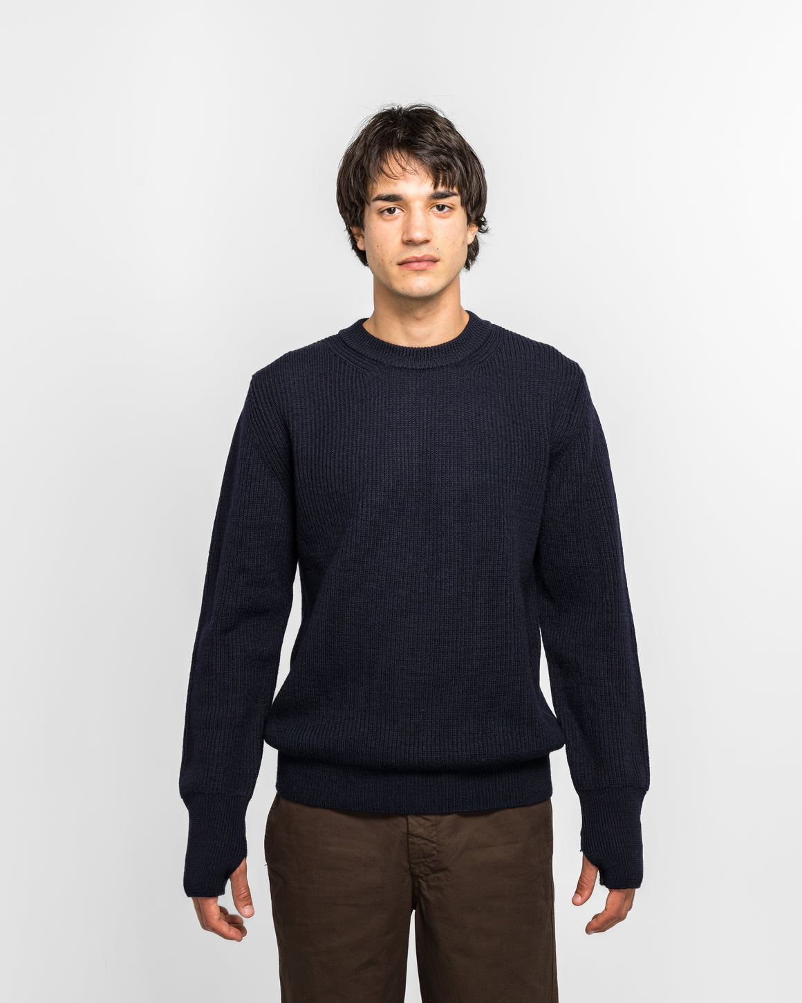 Norse Projects - Henning Cotton Wool Rib Sweater - Dark Navy - UP THERE