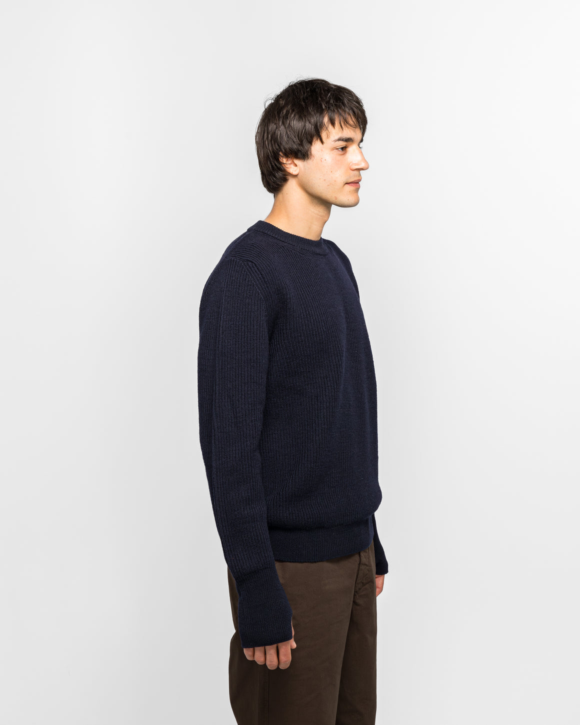 Norse Projects - Henning Cotton Wool Rib Sweater - Dark Navy - UP THERE