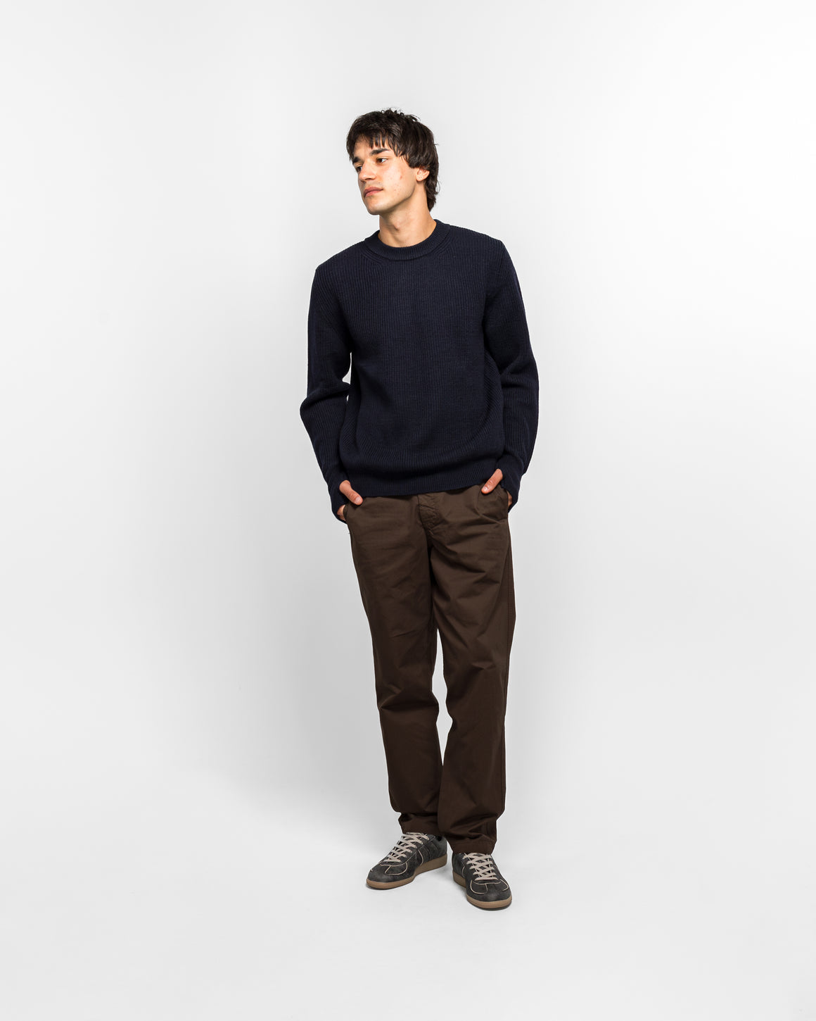 Norse Projects - Henning Cotton Wool Rib Sweater - Dark Navy - UP THERE