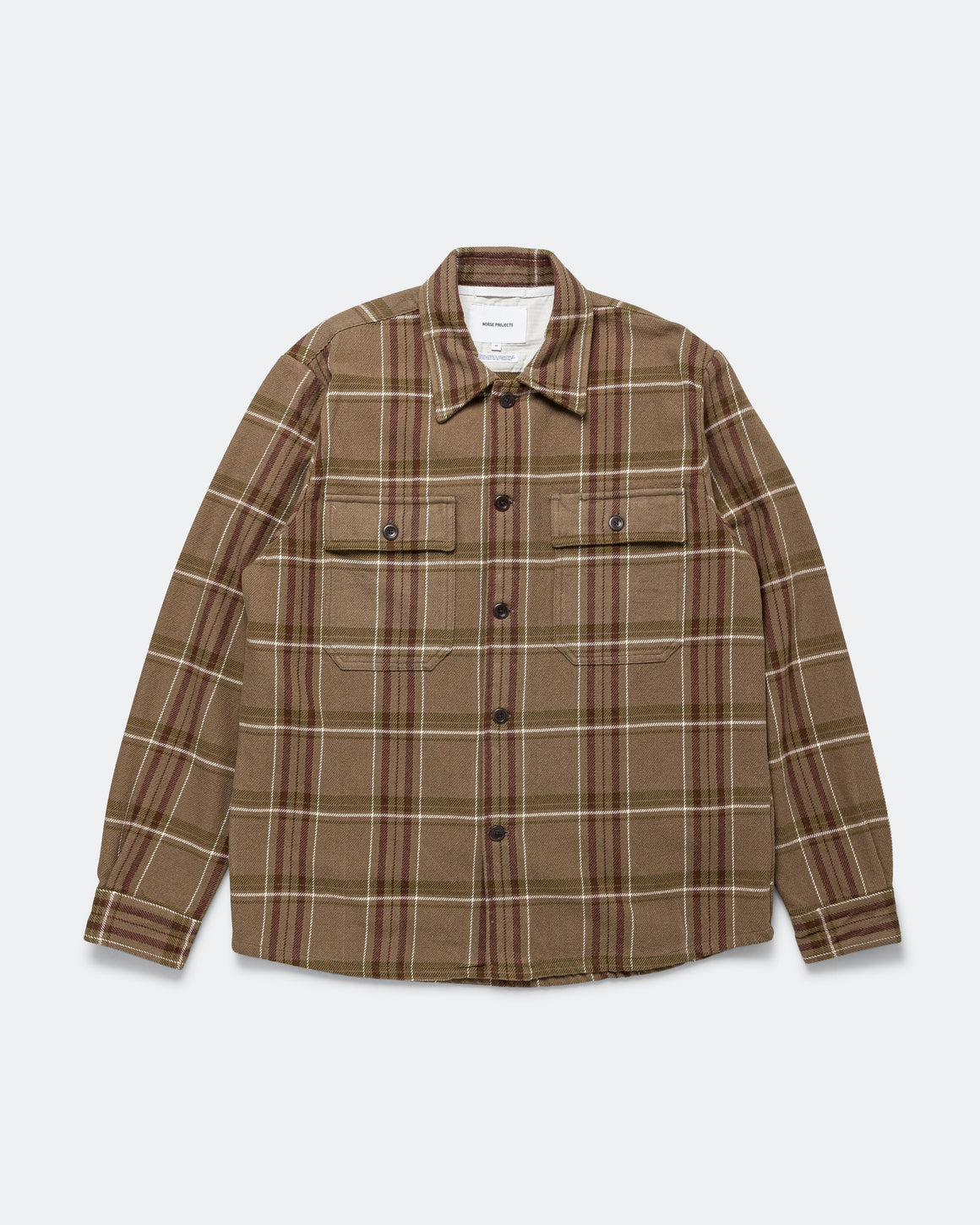 Norse Projects - Hjalmer Heavy Twill Check Overshirt - Walnut - UP THERE