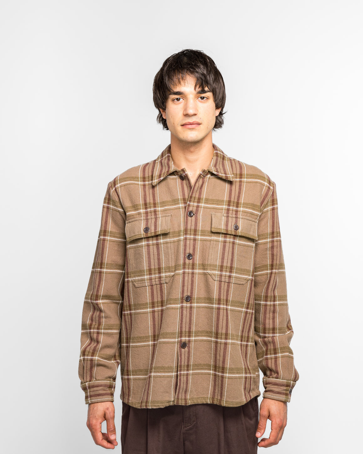 Norse Projects - Hjalmer Heavy Twill Check Overshirt - Walnut - UP THERE