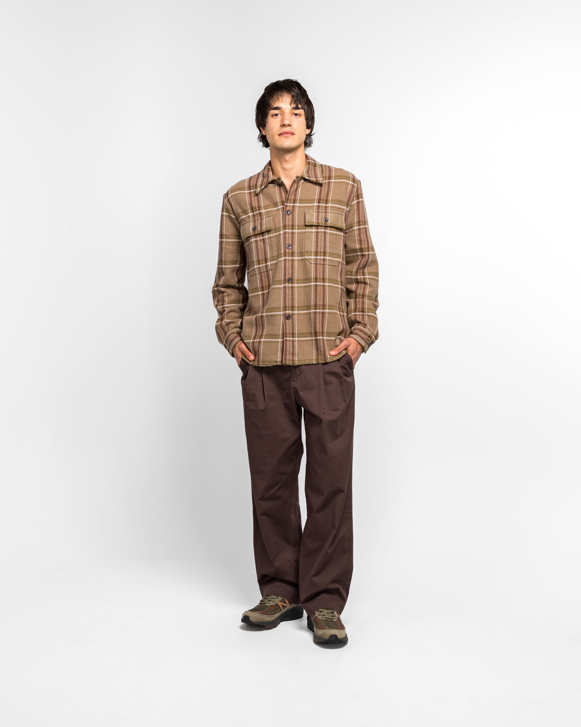 Norse Projects - Hjalmer Heavy Twill Check Overshirt - Walnut | UP