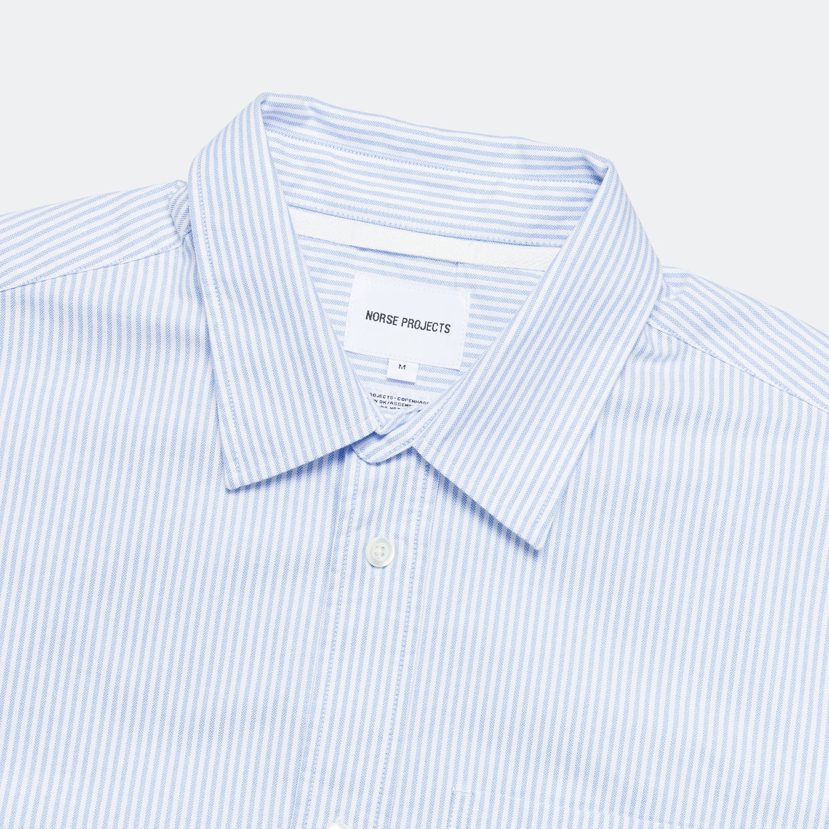 Norse Projects - Ivan Oxford Monogram SS Shirt - Blue Stripe - UP THERE