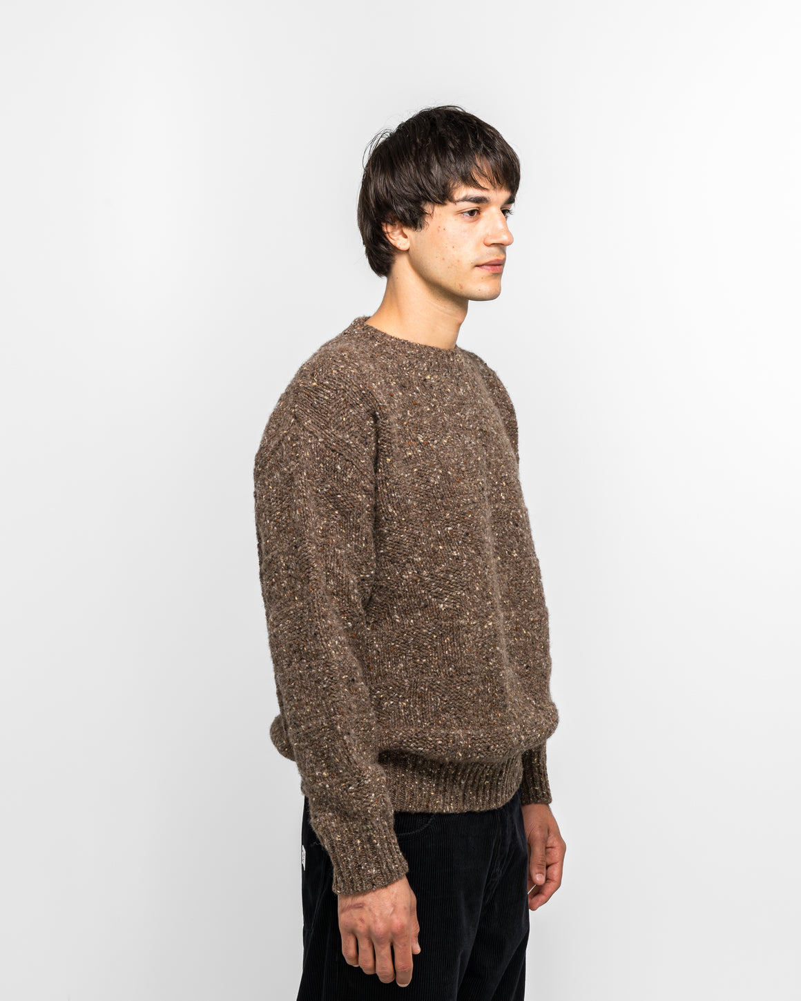 Norse Projects - Jonas Donegal Diamond Sweater - Seal Brown - UP THERE