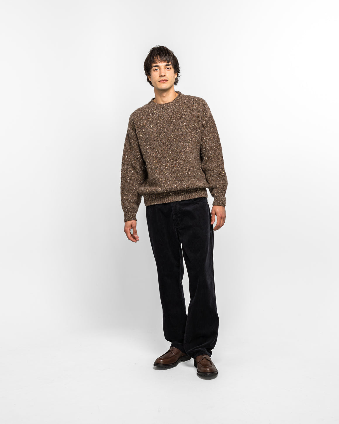 Norse Projects - Jonas Donegal Diamond Sweater - Seal Brown - UP THERE