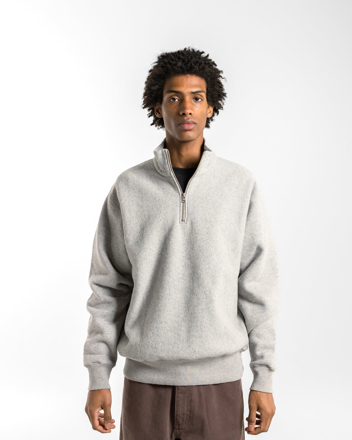 Norse Projects - Ketel Relaxed Cotton Wool Half Zip Sweatshirt - Grey Melange - UP THERE
