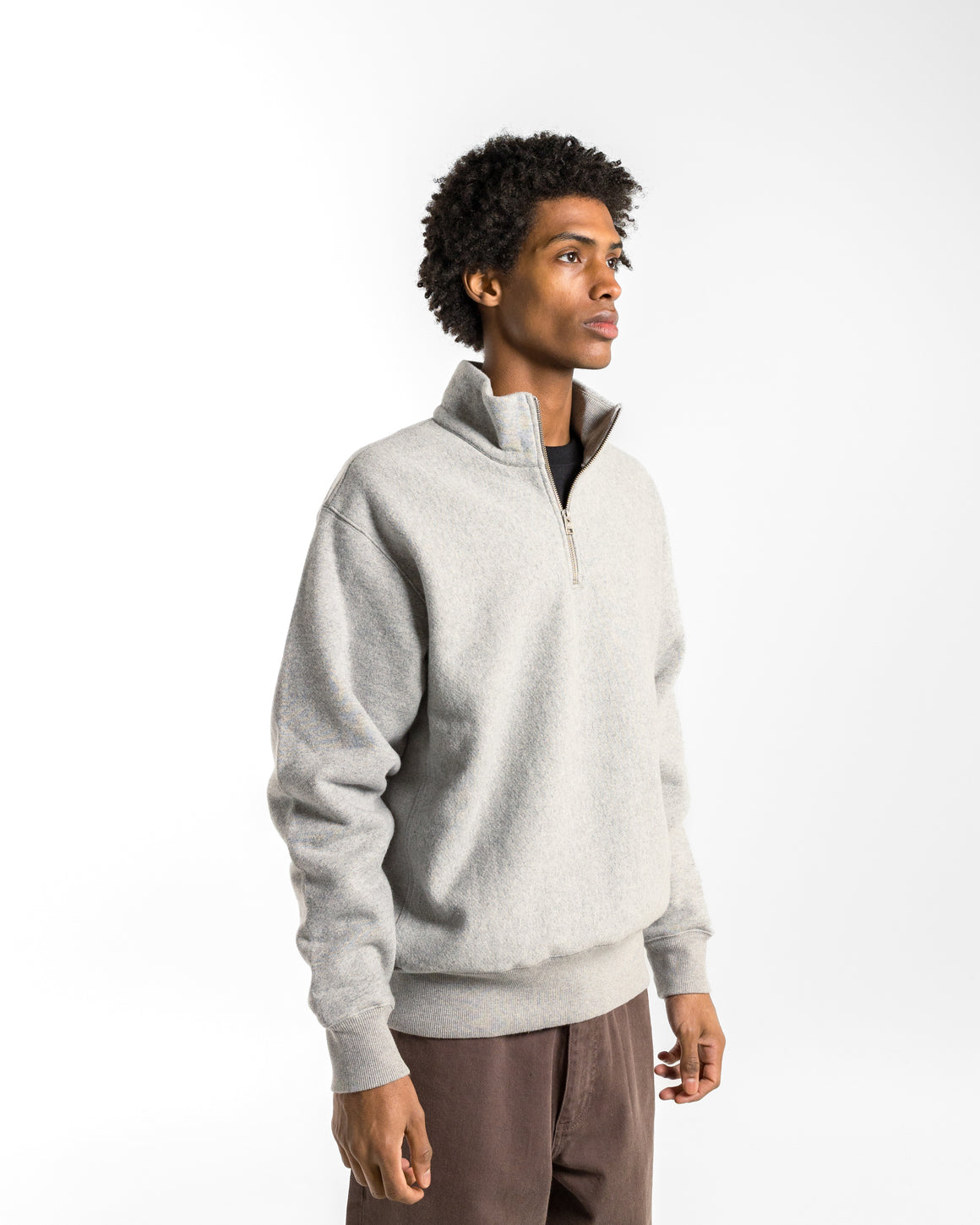 Norse Projects - Ketel Relaxed Cotton Wool Half Zip Sweatshirt - Grey Melange - UP THERE