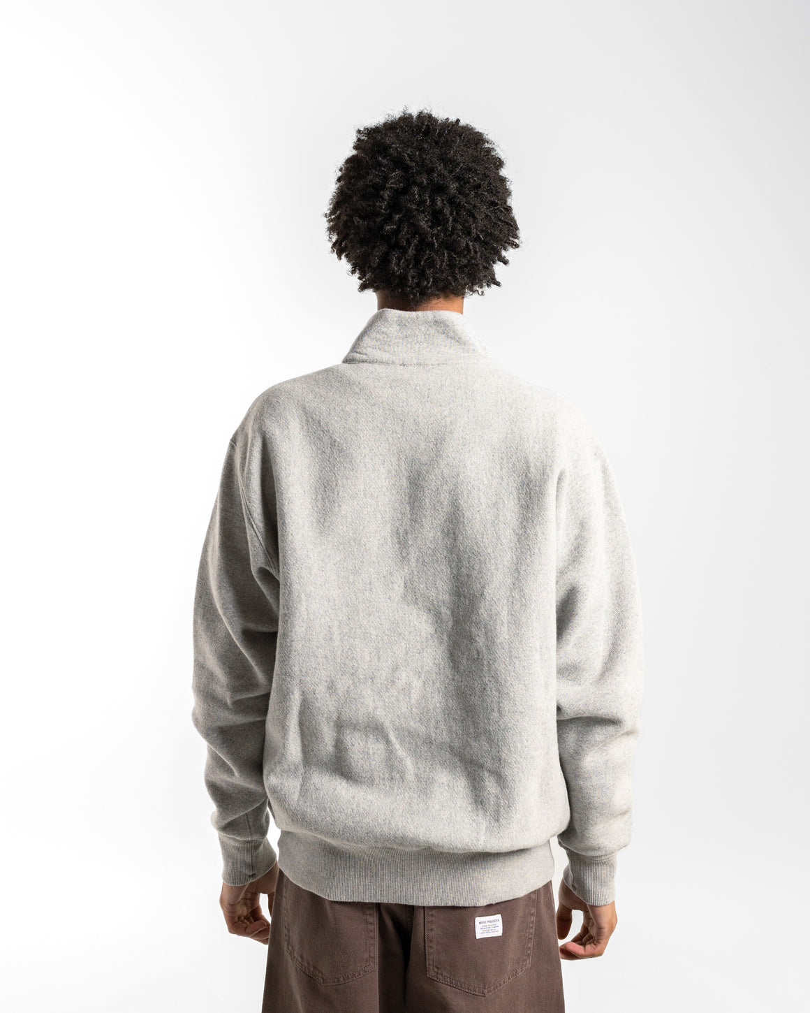 Norse Projects - Ketel Relaxed Cotton Wool Half Zip Sweatshirt - Grey Melange - UP THERE