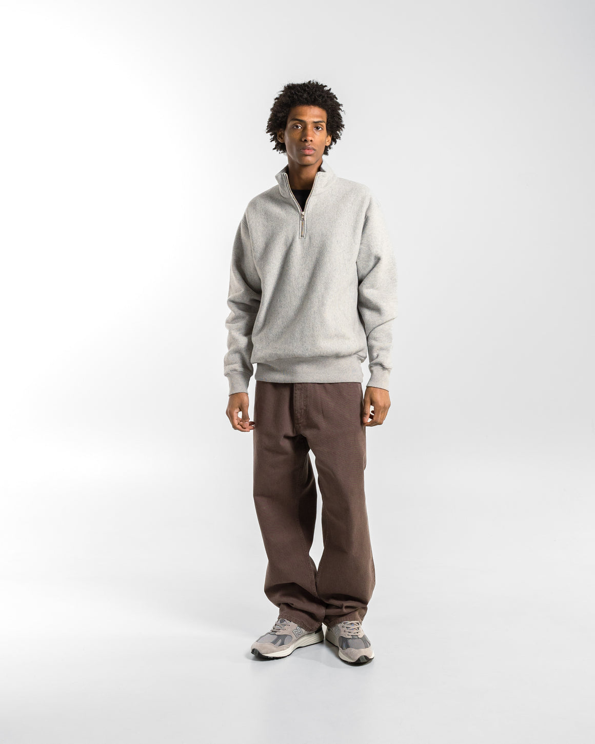 Norse Projects - Ketel Relaxed Cotton Wool Half Zip Sweatshirt - Grey Melange - UP THERE