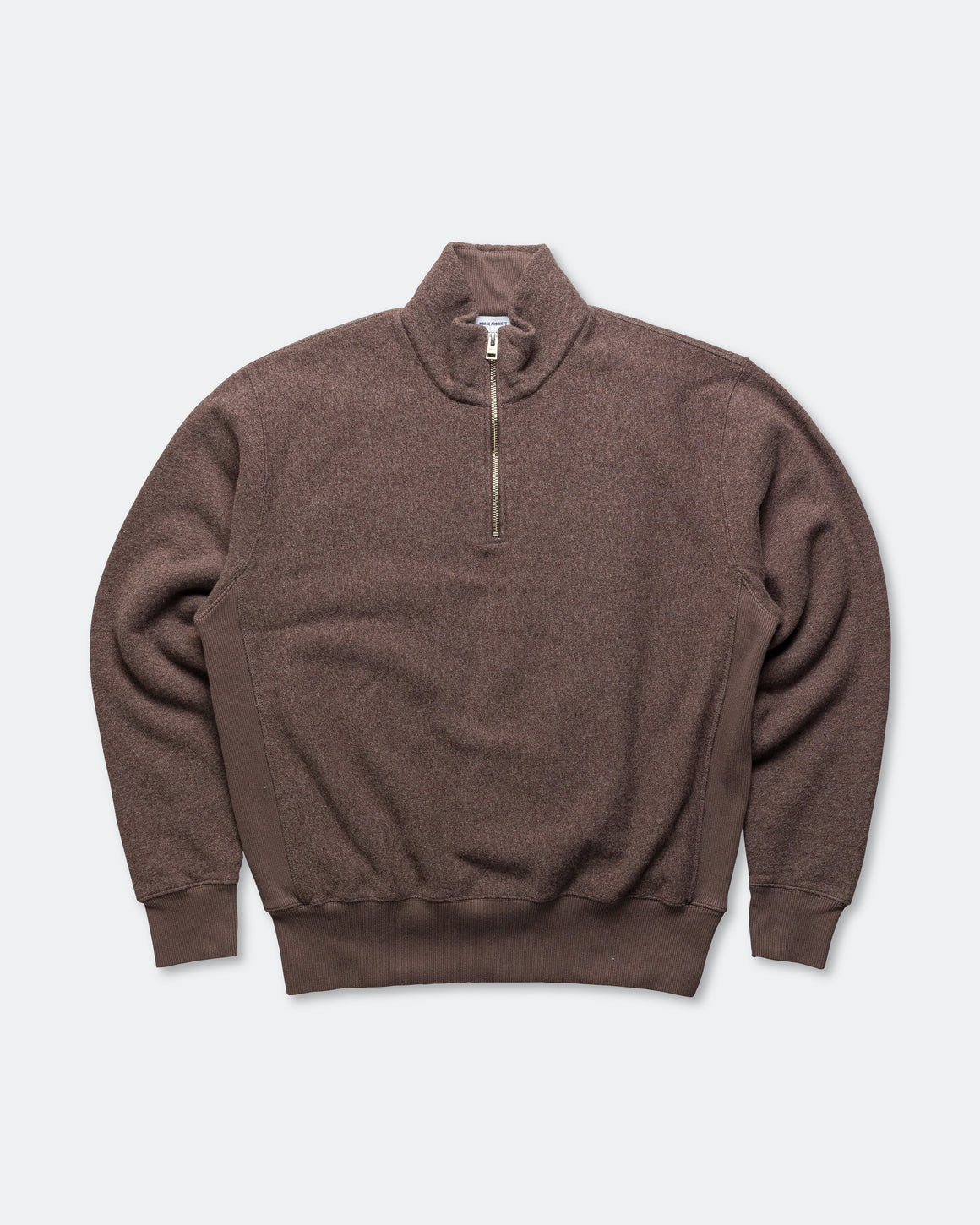 Norse Projects - Ketel Relaxed Cotton Wool Half Zip Sweatshirt - Walnut - UP THERE