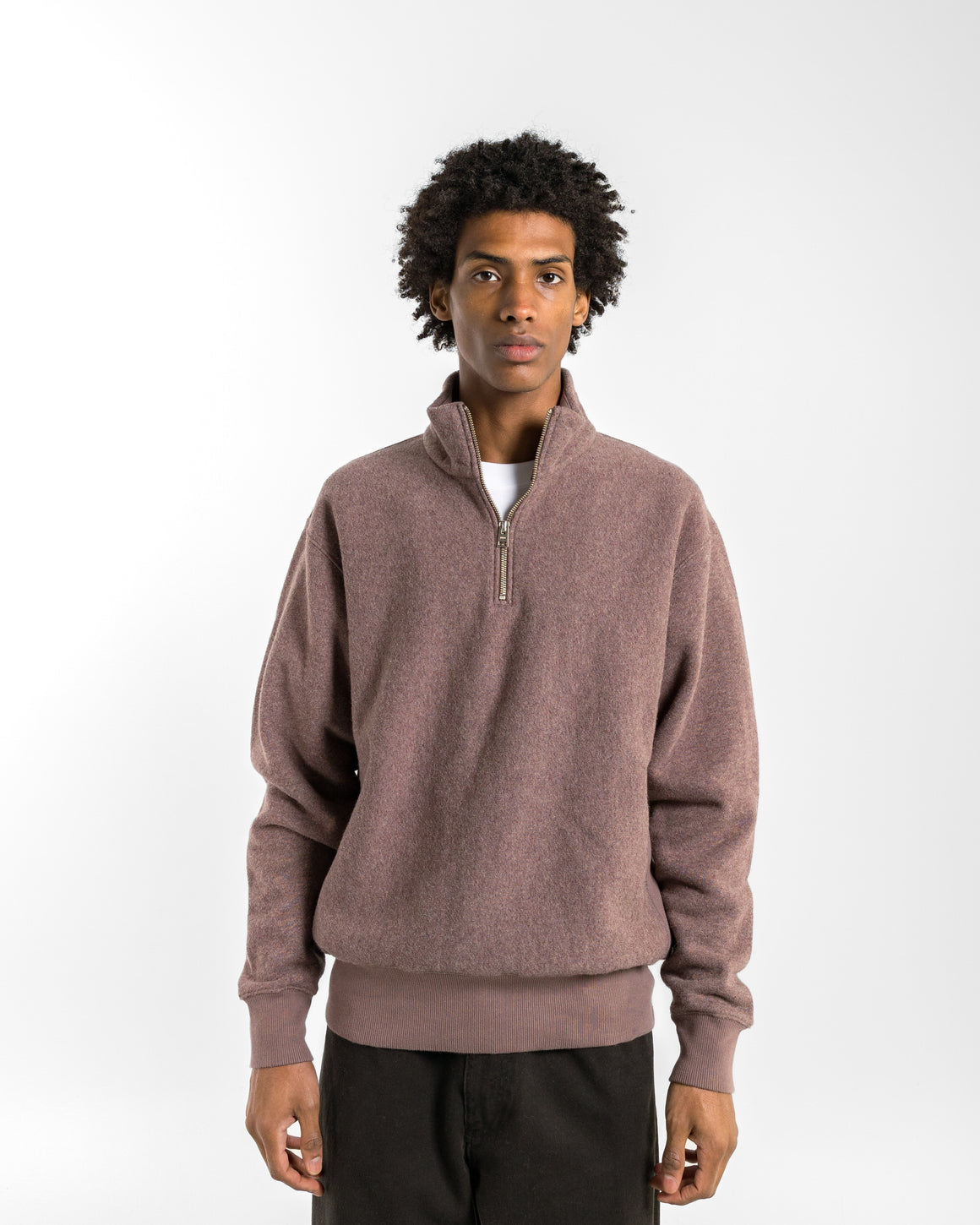 Norse Projects - Ketel Relaxed Cotton Wool Half Zip Sweatshirt - Walnut - UP THERE