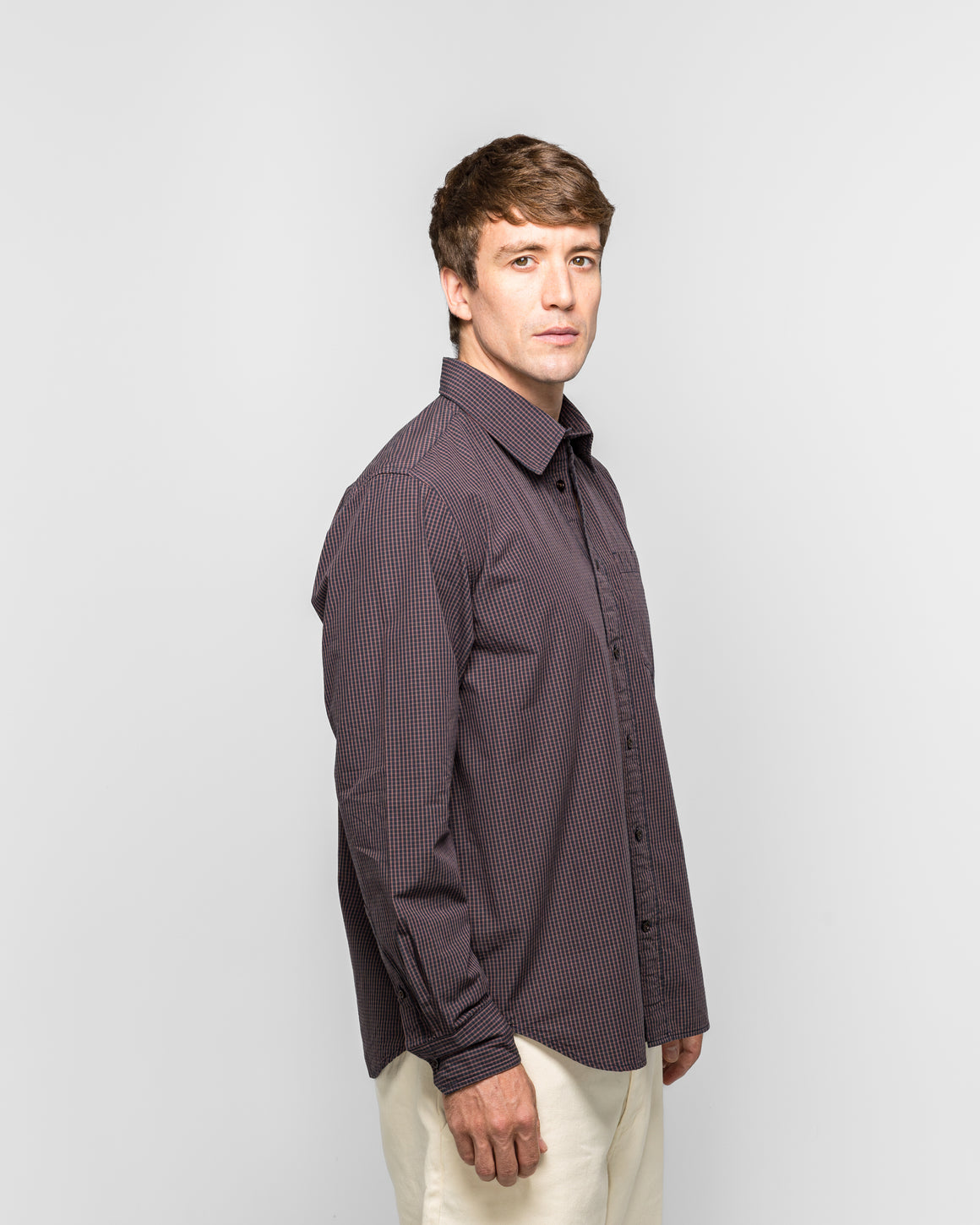 Norse Projects - Kongshoved Poplin Mini Check Shirt - Dark Navy Check - UP THERE
