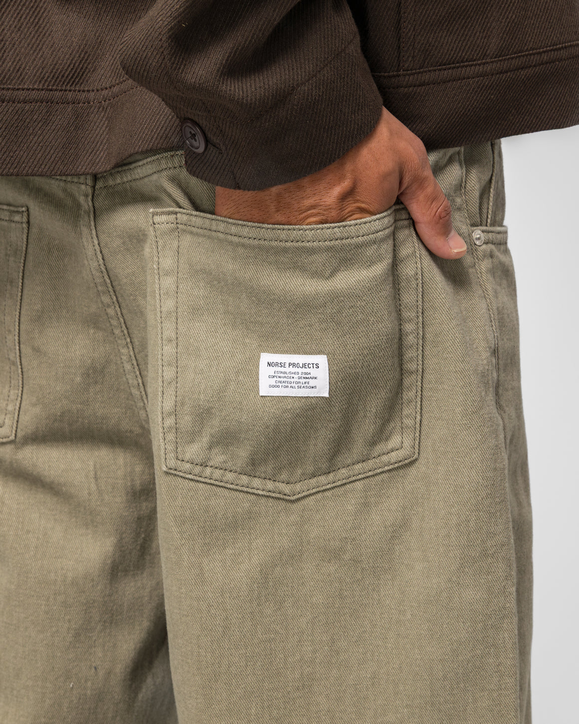 Norse Projects - Korshavn Relaxed 5 Pocket Resist Dyed Twill Short - Vetiver - UP THERE