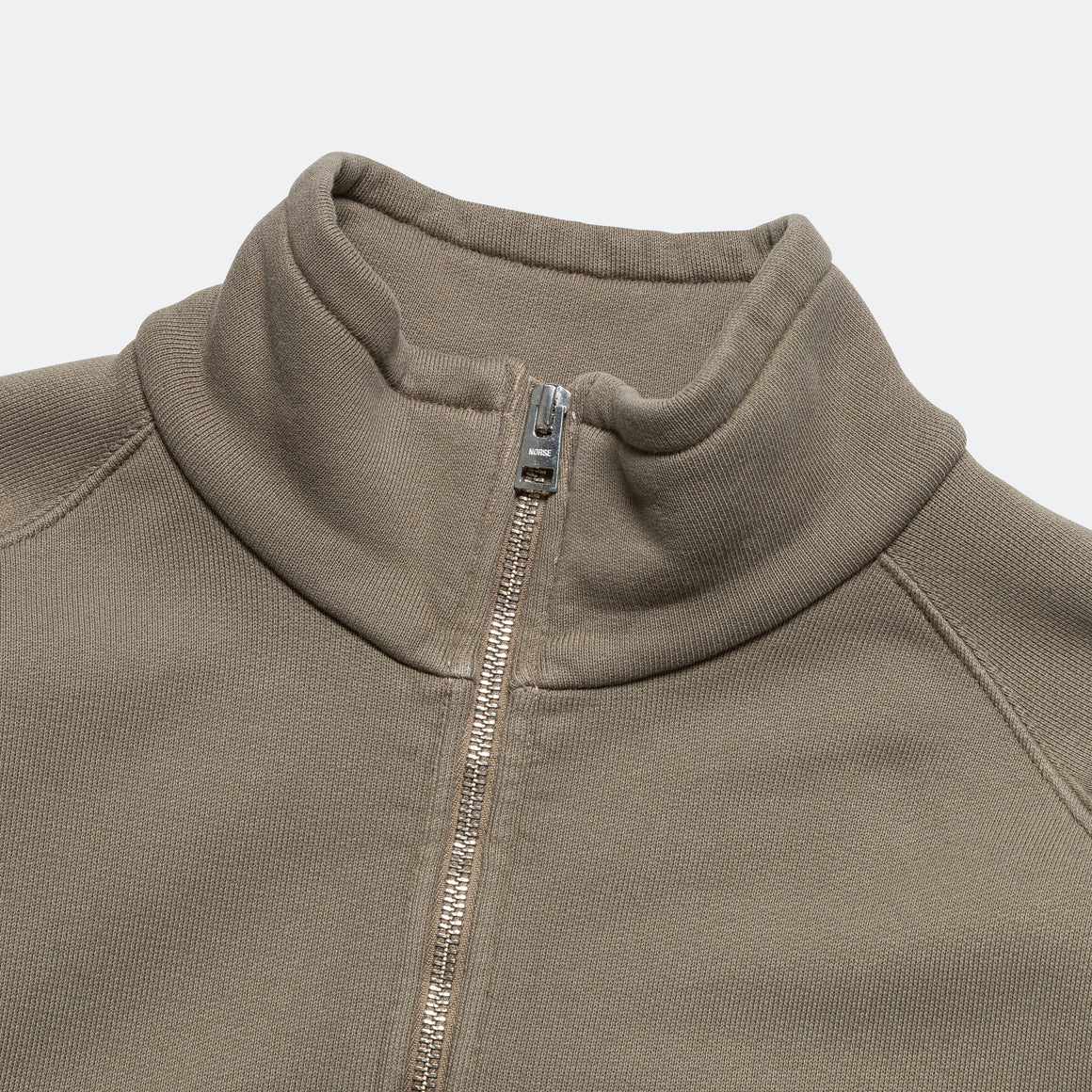 Norse Projects - Marten Relaxed Organic Raglan Half Zip - Sediment Green - UP THERE