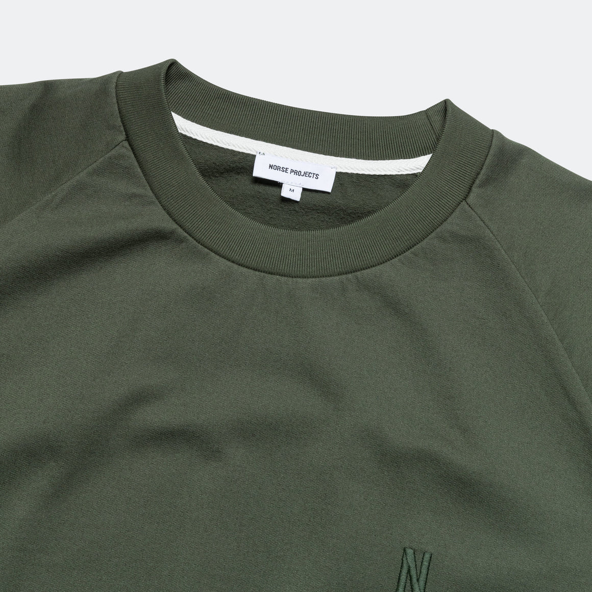 Norse Projects - Marten Relaxed Organic Raglan Light Sweatshirt - Spruce Green - UP THERE