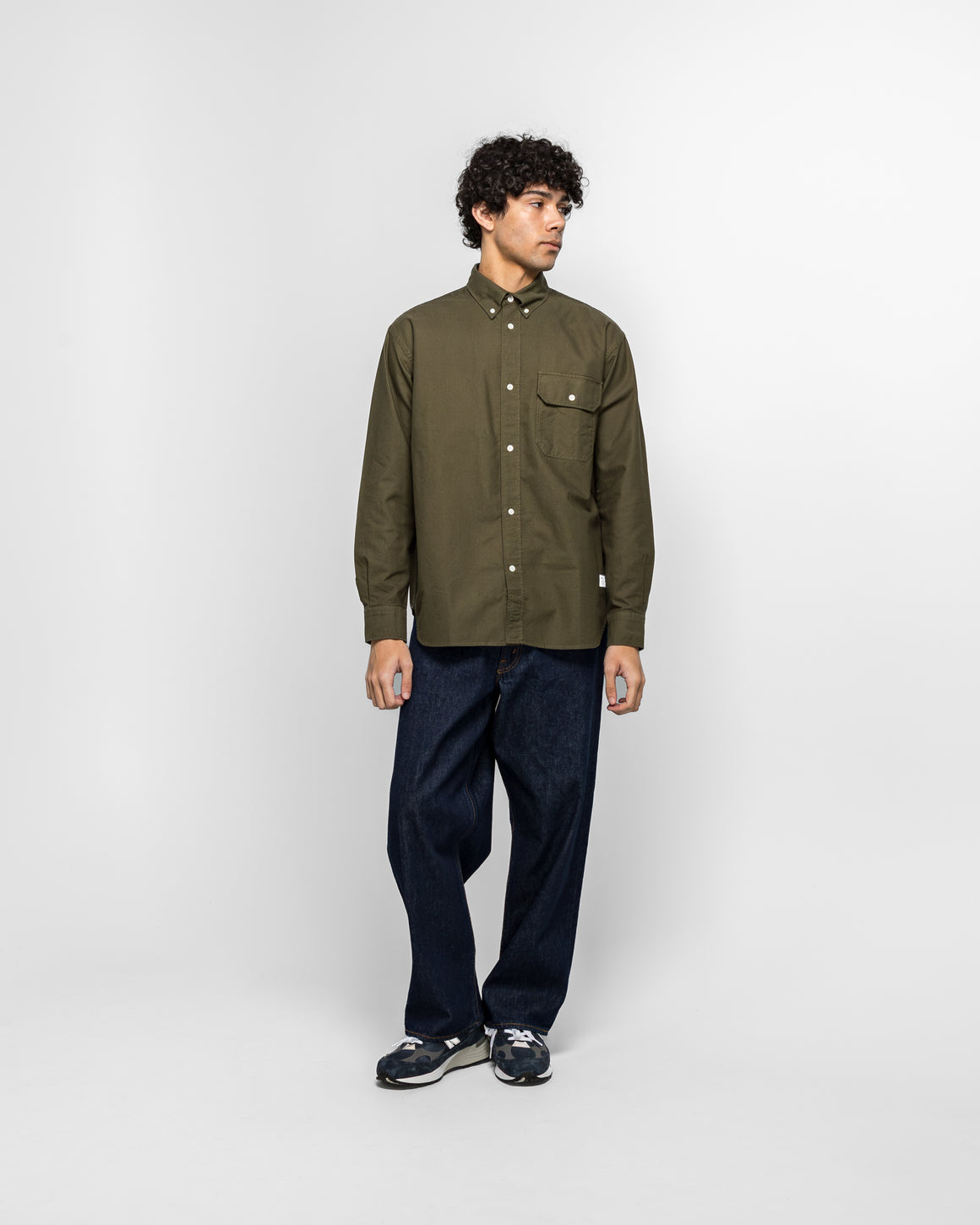 Norse Projects - Ole Oversized GMD Oxford Shirt - Olive Night - UP THERE