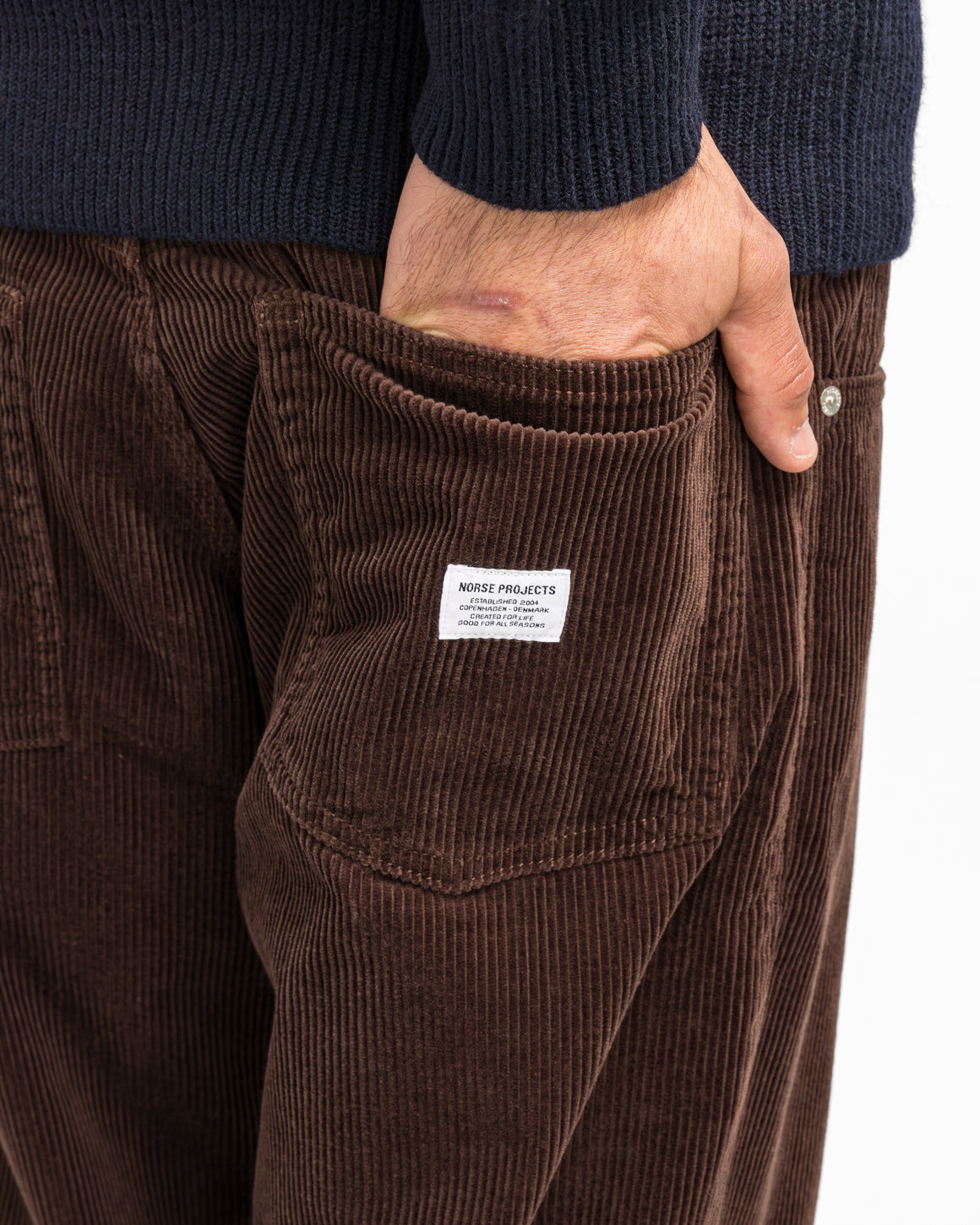 Norse Projects - Mogens Relaxed 5 Pocket Wide Wale Corduroy - Espresso - UP THERE