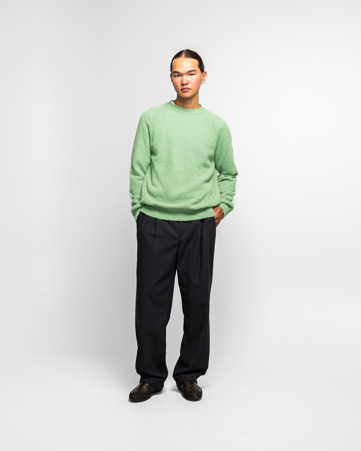 Norse Projects - Nordrevik Baby Alpaca Sweater - Peapod - UP THERE