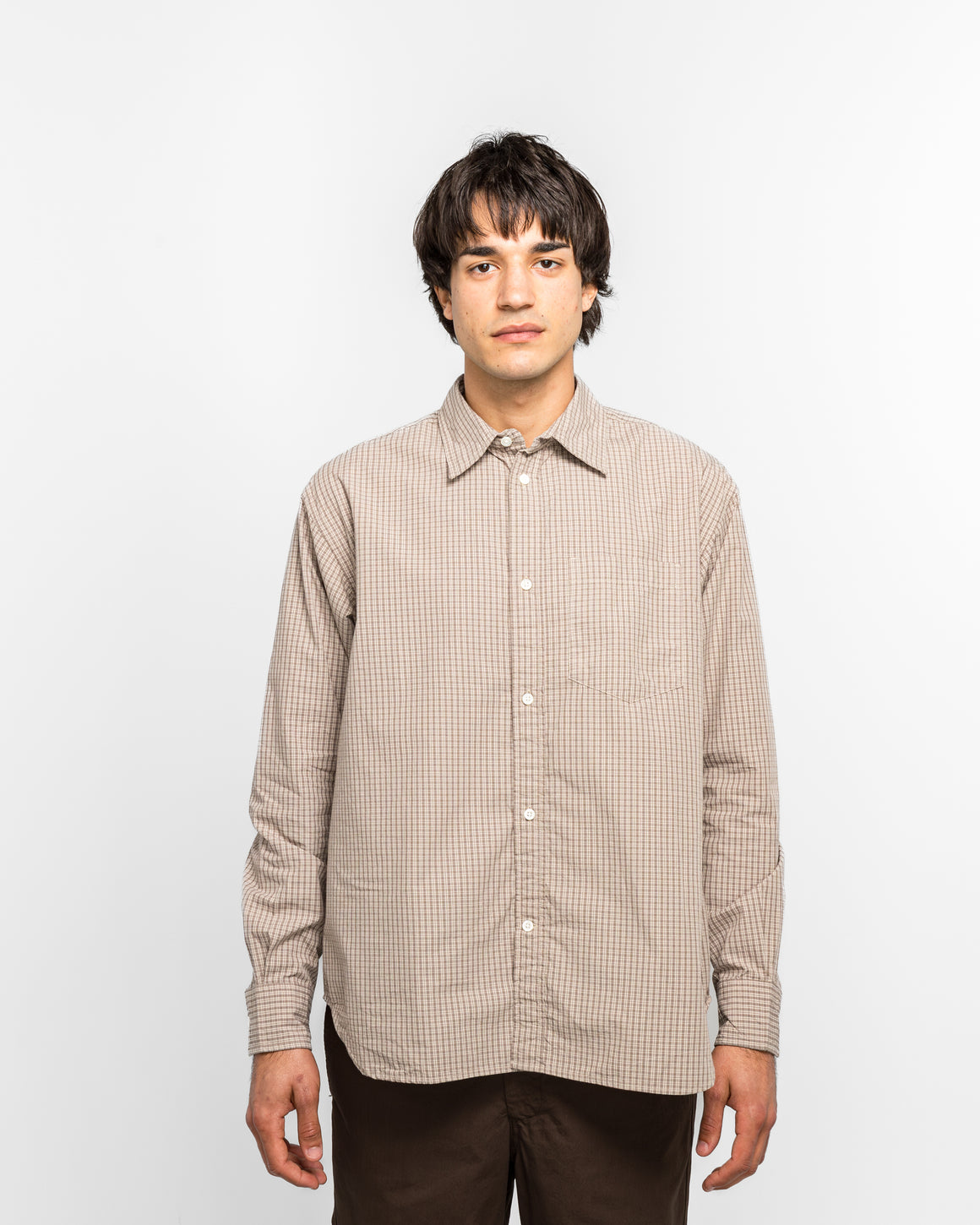 Norse Projects - Ole Oversize Poplin Check Shirt - Walnut - UP THERE
