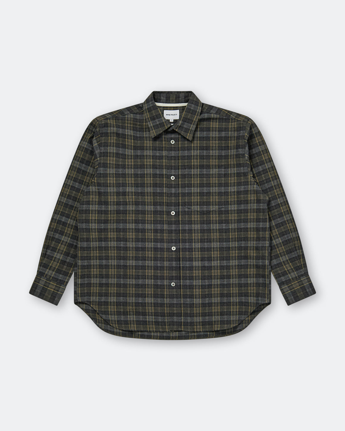 Norse Projects - Ole Oversize Wool Check Shirt - Charcoal Grey - UP THERE