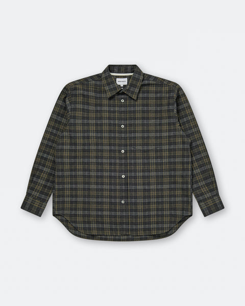 Norse Projects - Ole Oversize Wool Check Shirt - Charcoal Grey