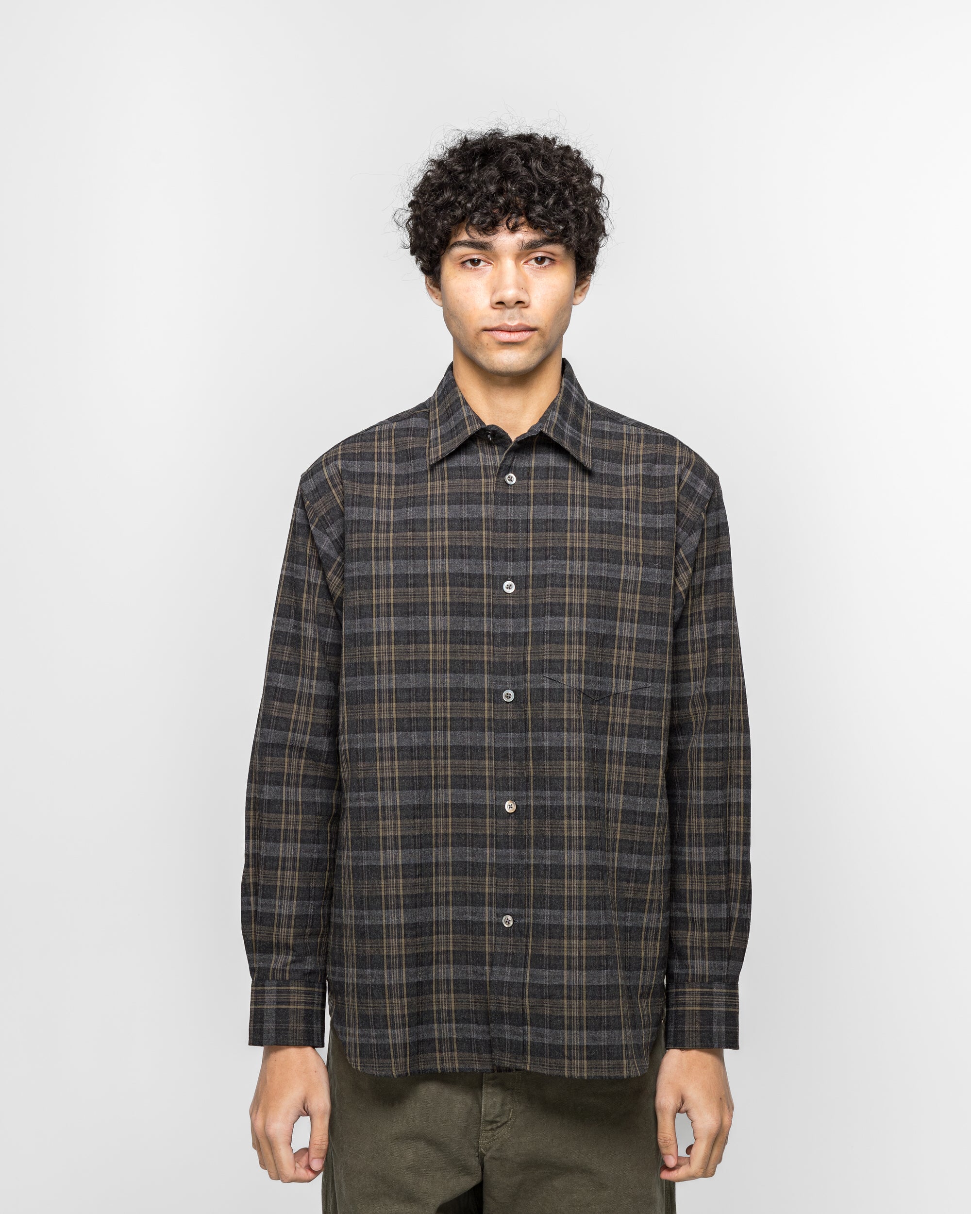 Norse Projects - Ole Oversize Wool Check Shirt - Charcoal Grey