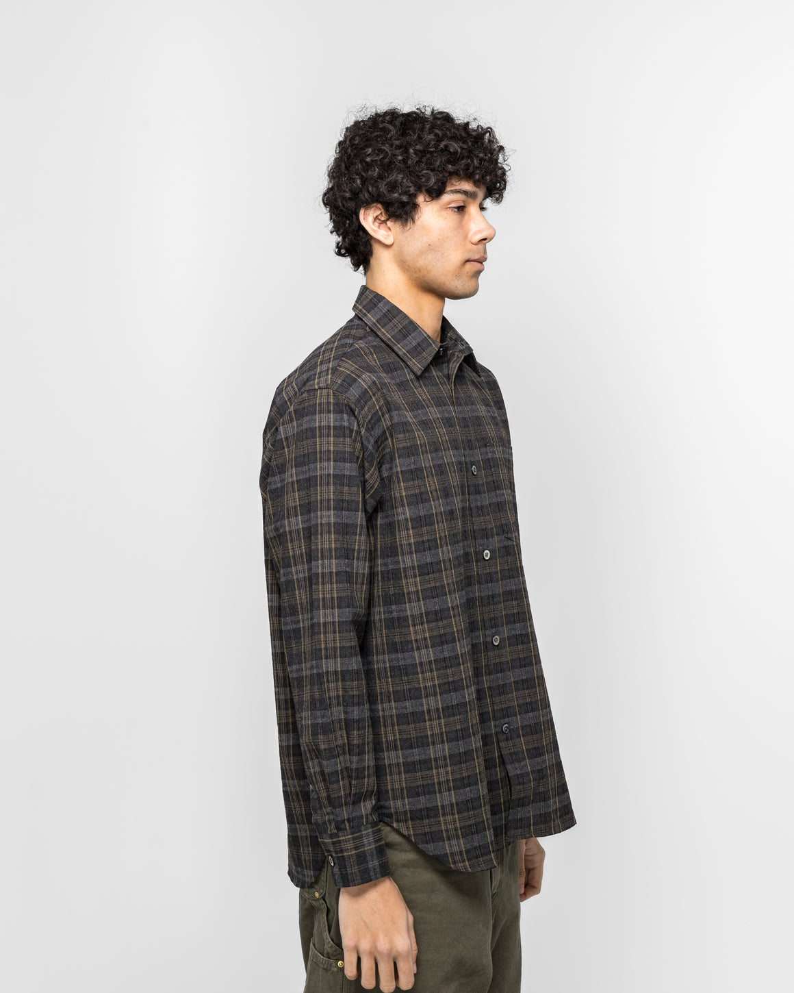 Norse Projects - Ole Oversize Wool Check Shirt - Charcoal Grey - UP THERE