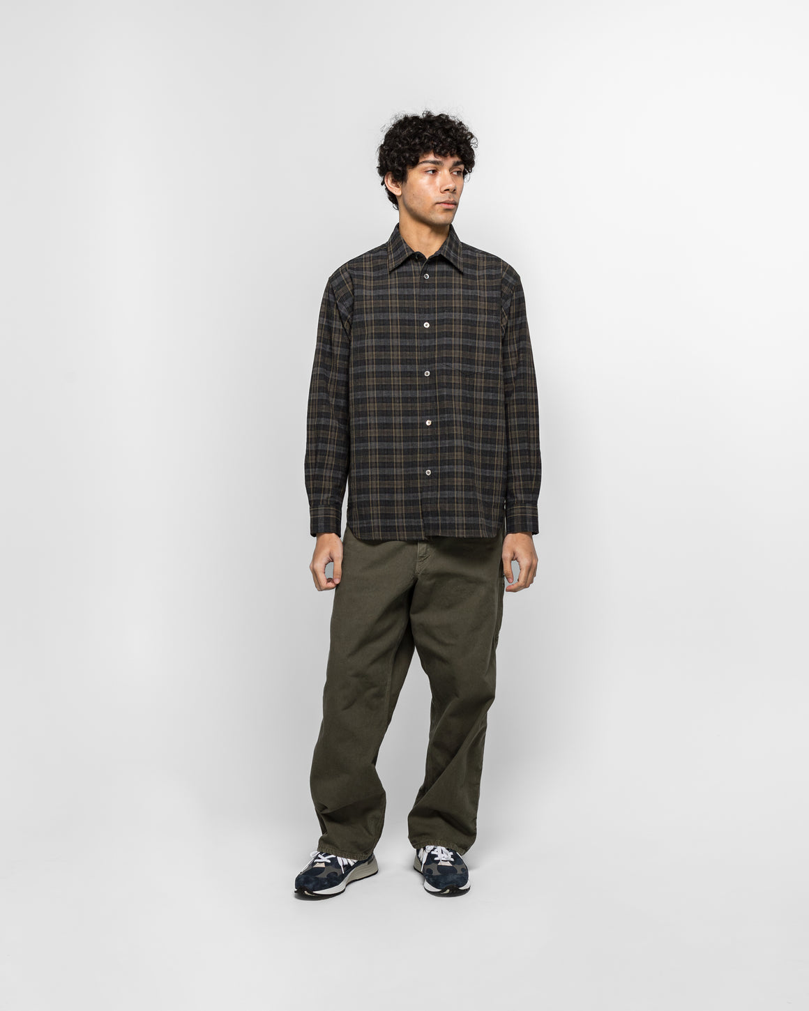 Norse Projects - Ole Oversize Wool Check Shirt - Charcoal Grey - UP THERE