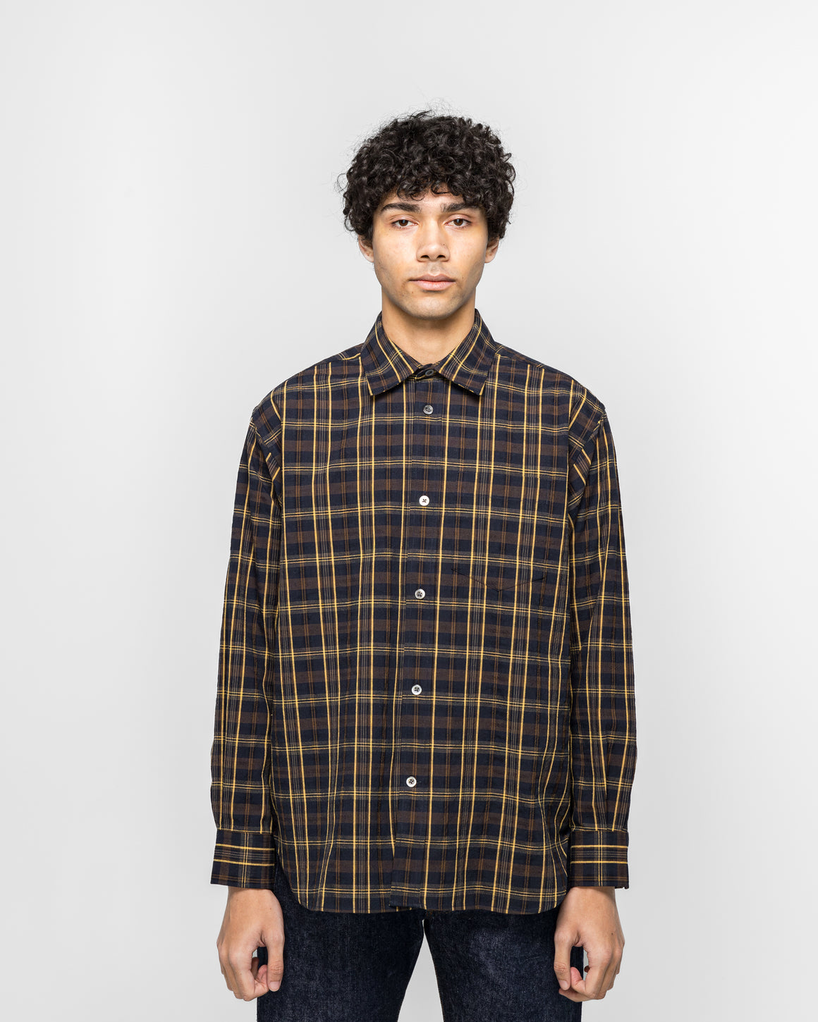 Norse Projects - Ole Oversize Wool Check Shirt - Dark Navy - UP THERE
