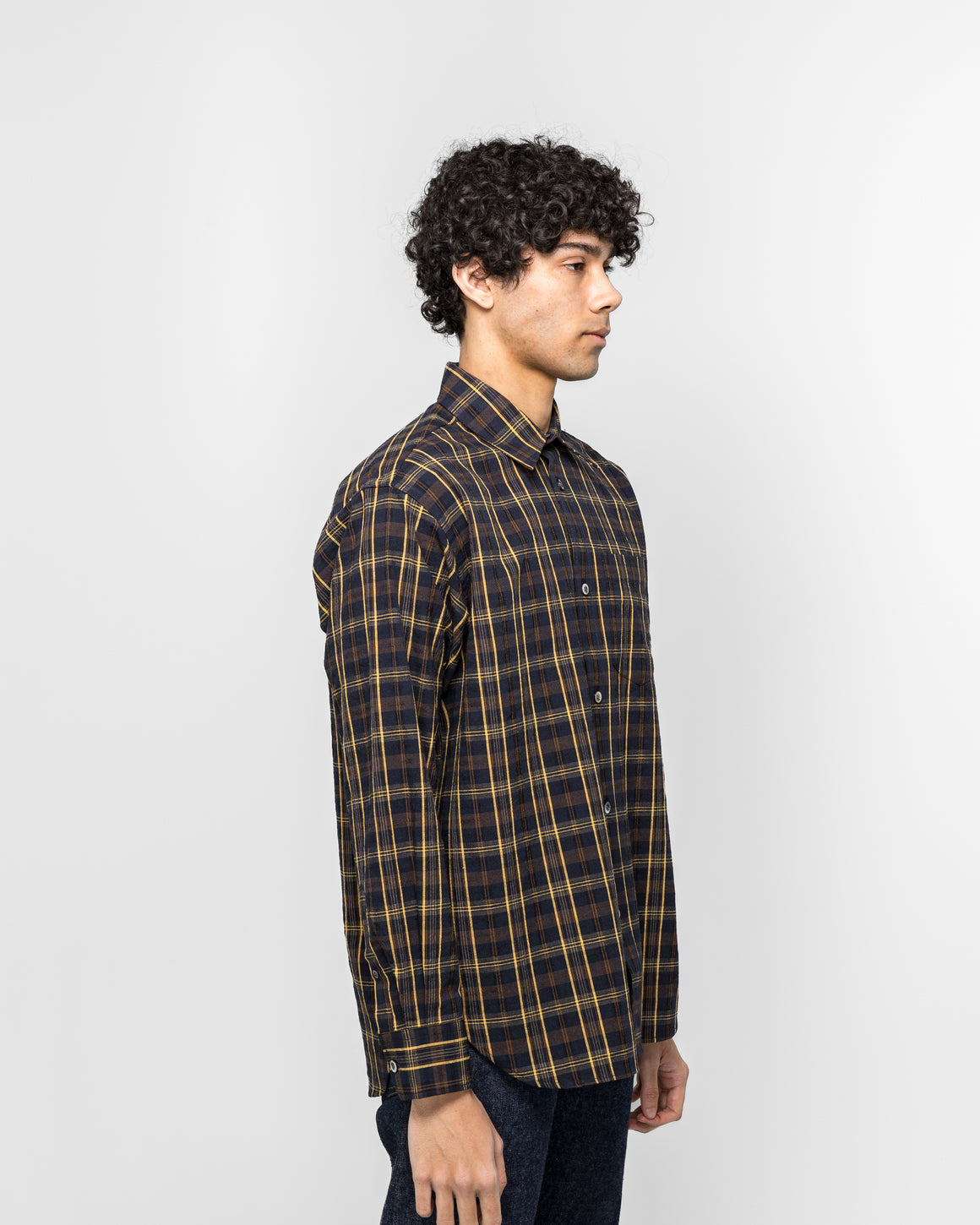 Norse Projects - Ole Oversize Wool Check Shirt - Dark Navy - UP THERE