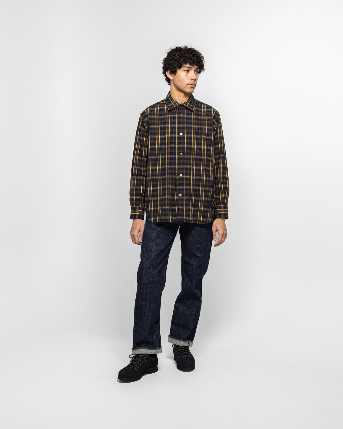 Norse Projects - Ole Oversize Wool Check Shirt - Dark Navy - UP THERE